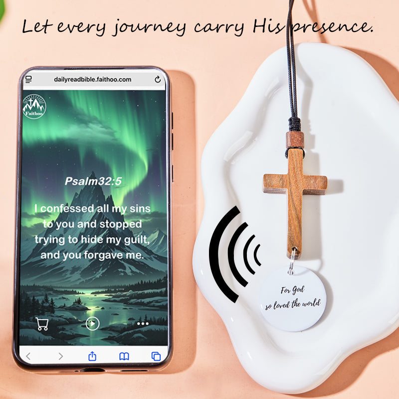 Faithoo Daily Bible Car Mirror Pendant (Wood Grain Style)