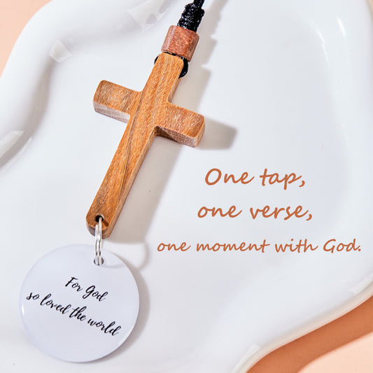 Faithoo Daily Bible Car Mirror Pendant (Wood Grain Style)